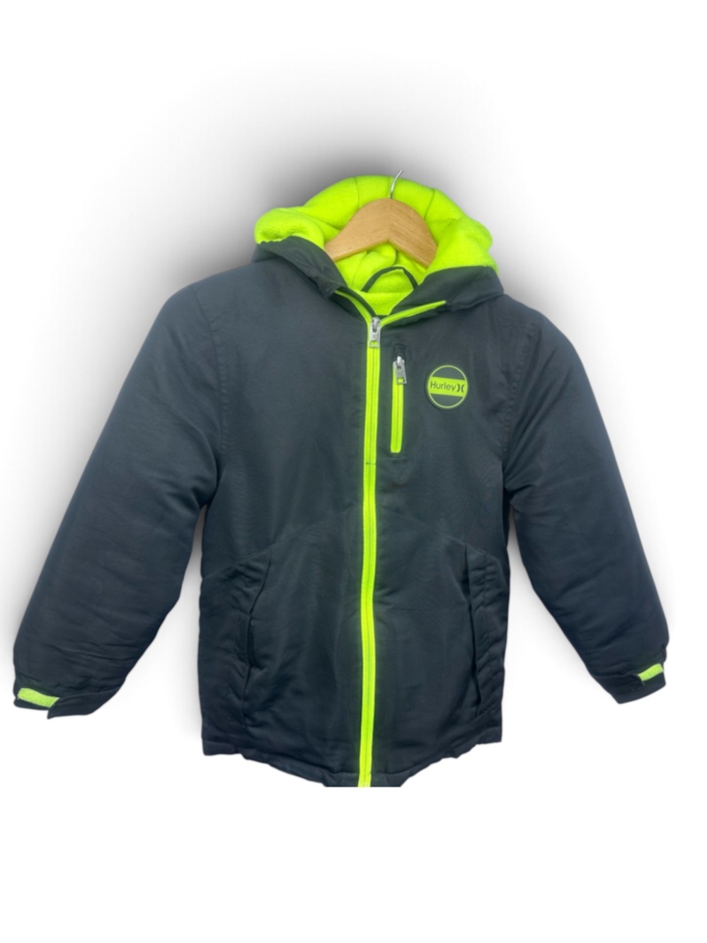 Hurley Coat kids black and green jacket with hood Hood